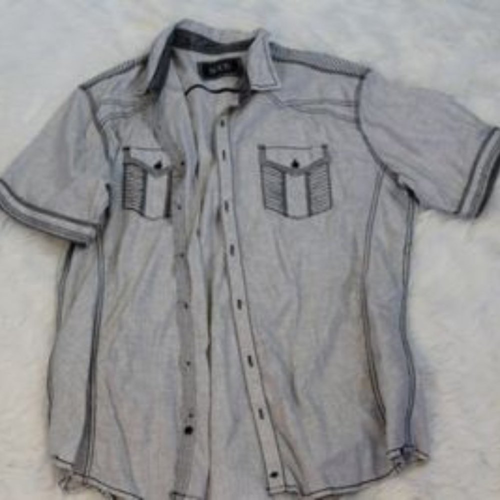 Buckle Black Athletic Fit Men's Short Sleeve Button Down Xtra Large